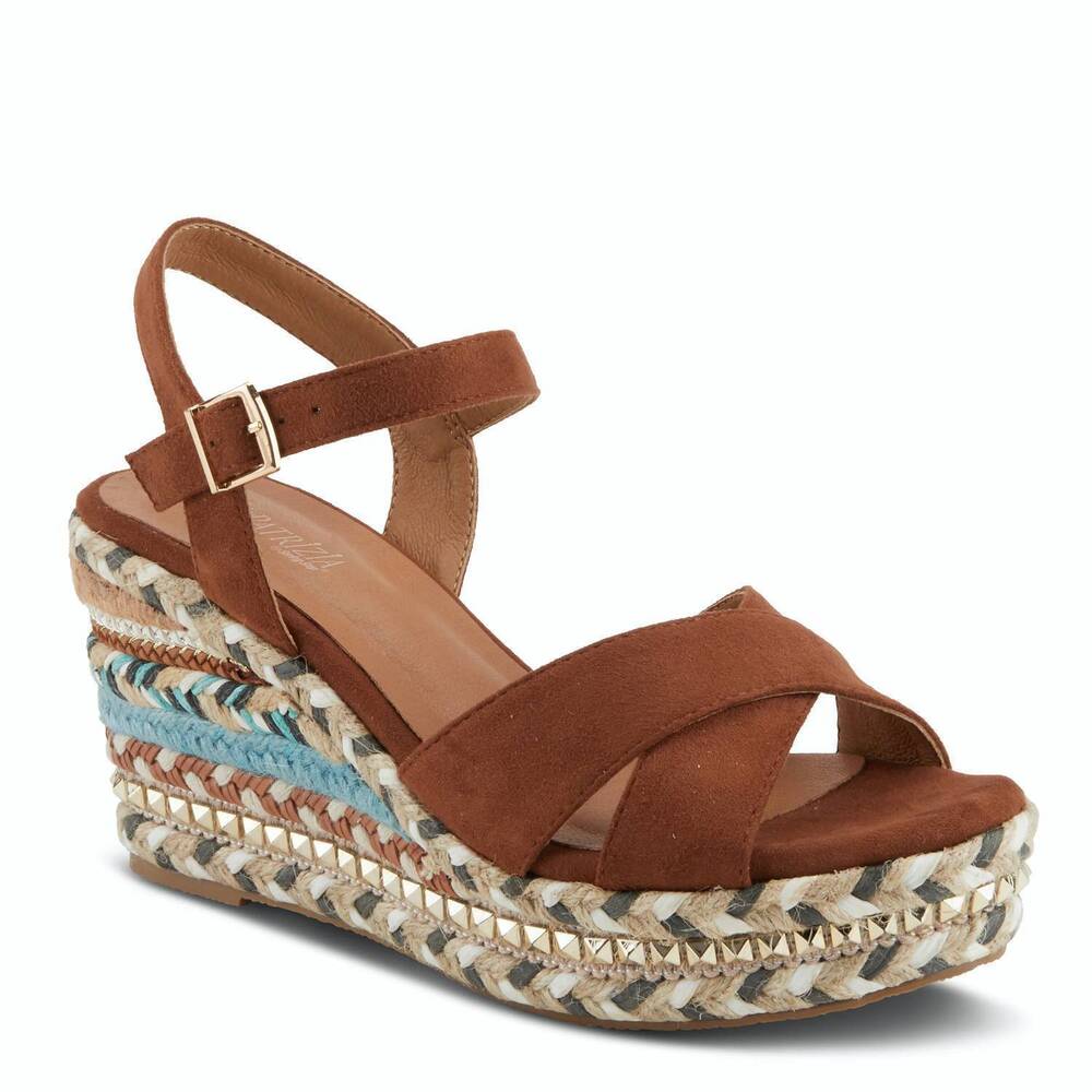 NEW PATRIZIA women's sloane wedge sandal in brown
